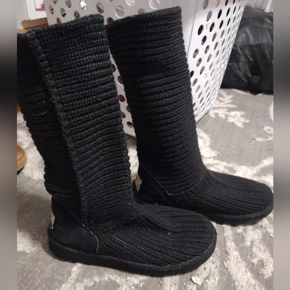 UGG Classic Original Cochet Knit Boots Classic Cardy Women Tall Black